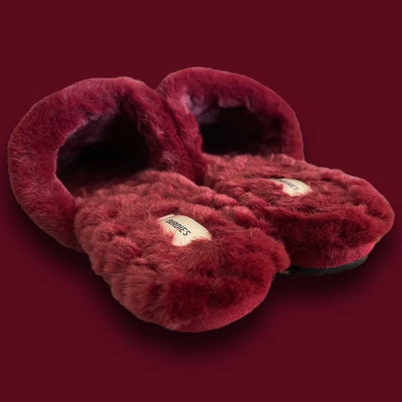 BIRDIES red merlot faux fur slippers size 7.5 The Songbird style - Picture 2 of 10